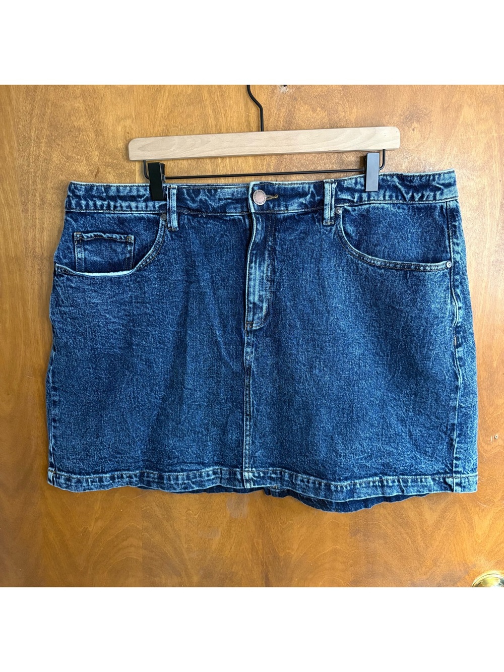 Lane Bryant Dark Blue Denim Mini Skirt Y2K 90s Grunge Boho Mcbling Jean Pinup